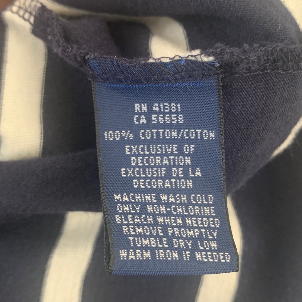 Polo Ralph Lauren Navy & White Striped V-Neck Long Sleeve Top XL - Picture 6 of 6